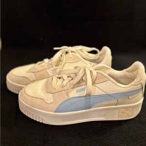 Puma Women's White and Light Blue Sneakers